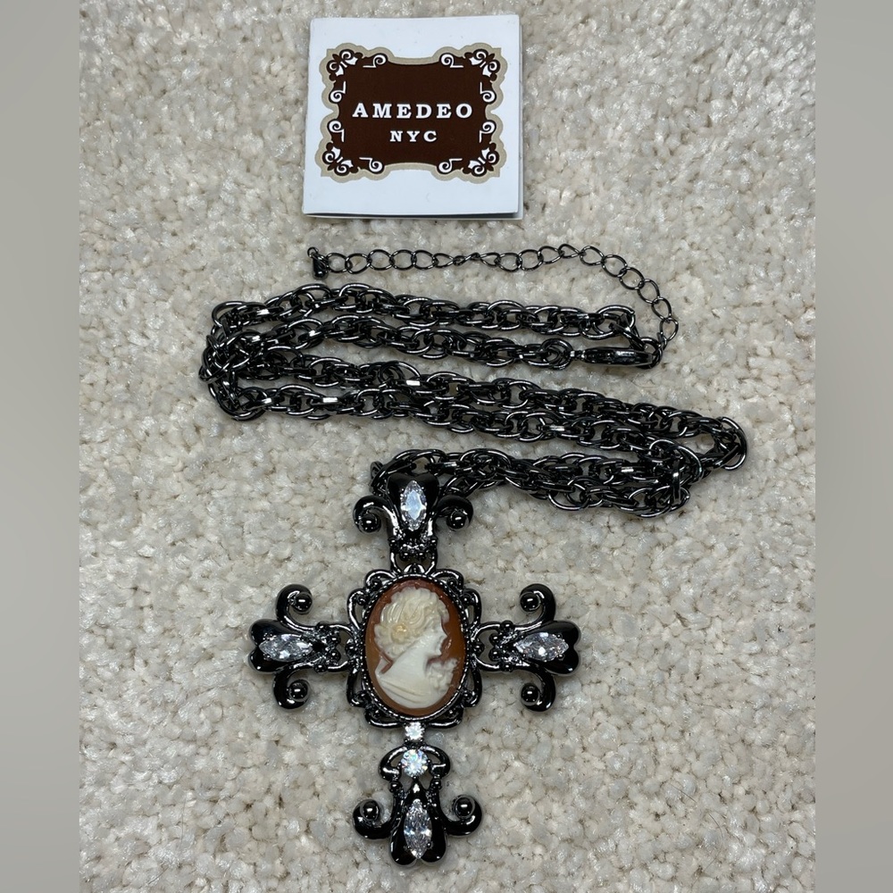 Cameo cross necklace.
